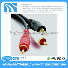 Macho a macho 3.5mm a 2rca estéreo Cable AV para computadora / VCD / DVD / HDTV / MP3